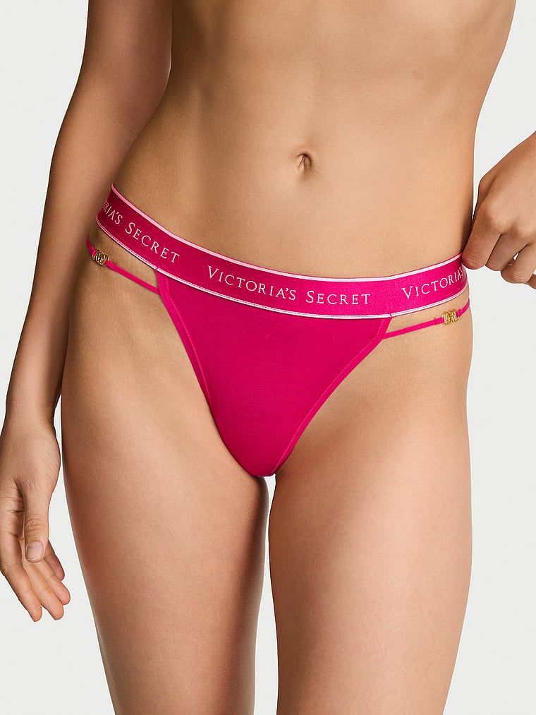 Cotton Bavlněná tanga s pásky s logem