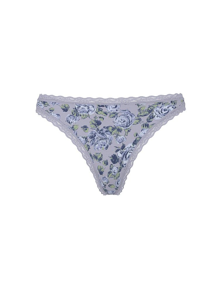 Bavlněné tanga s krajkou na okrajích Lace-Waist. Produkt má květinový vzor a pochází z kolekce Lace Trim.
