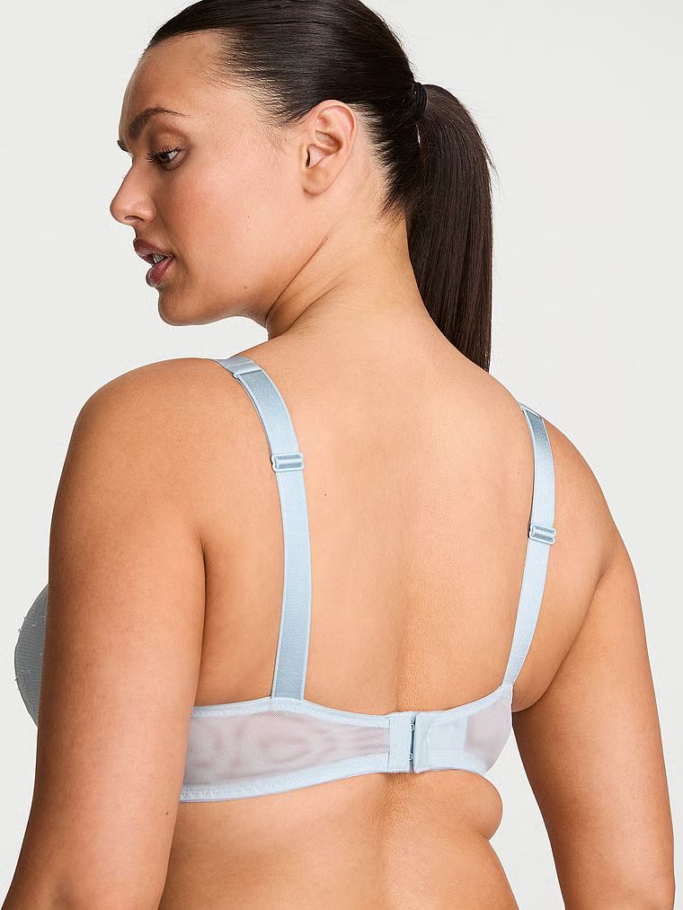 Push-up krajková zvětšovací podprsenka pro 2 velikosti Bombshell Shine Strap. Produkt je modré barvy a pochází z kolekce Very Sexy.