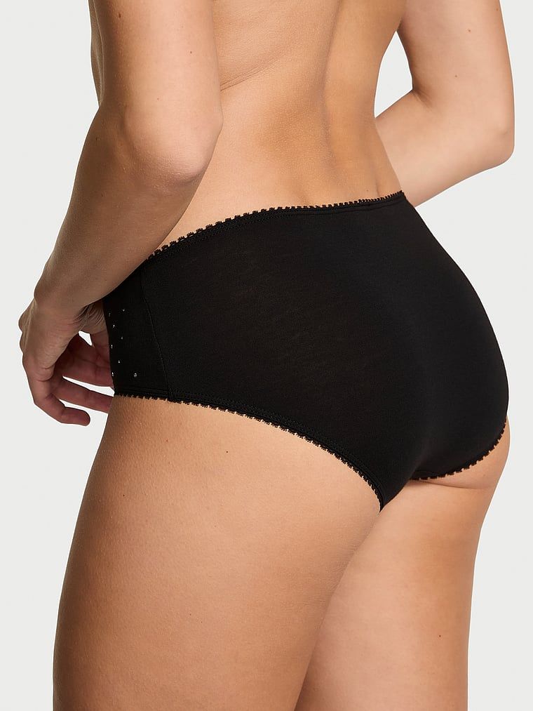 Bavlněné kalhotky s flitry Sparkle Hiphugger. Produkt je černý a pochází z kolekce Victoria's Secret.