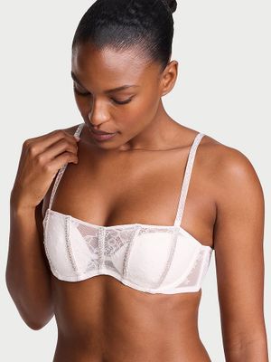 Very Sexy Třpytivá bandeau podprsenka s růžovou krajkou