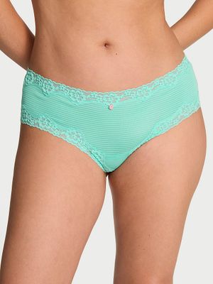 Lace Trim Bavlněné kalhotky s krajkou v pase Shadow Stripe Cheeky