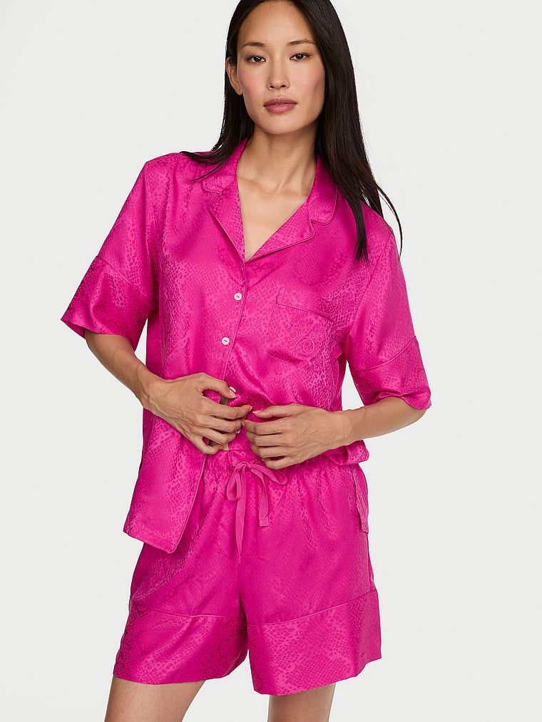 Victoria's Secret Krátké pyžamo z lesklého saténu Signature