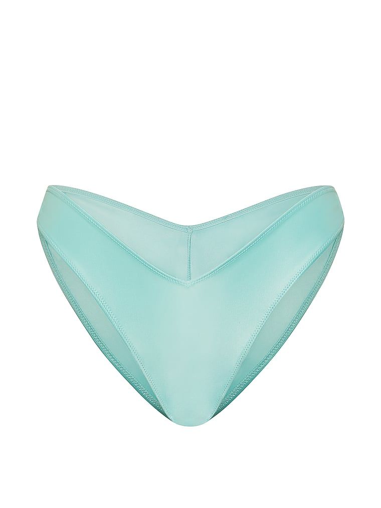 Satónové brazilské saténové kalhotky s mašlí. Produkt je modré barvy a pochází z kolekce Dream Angels.