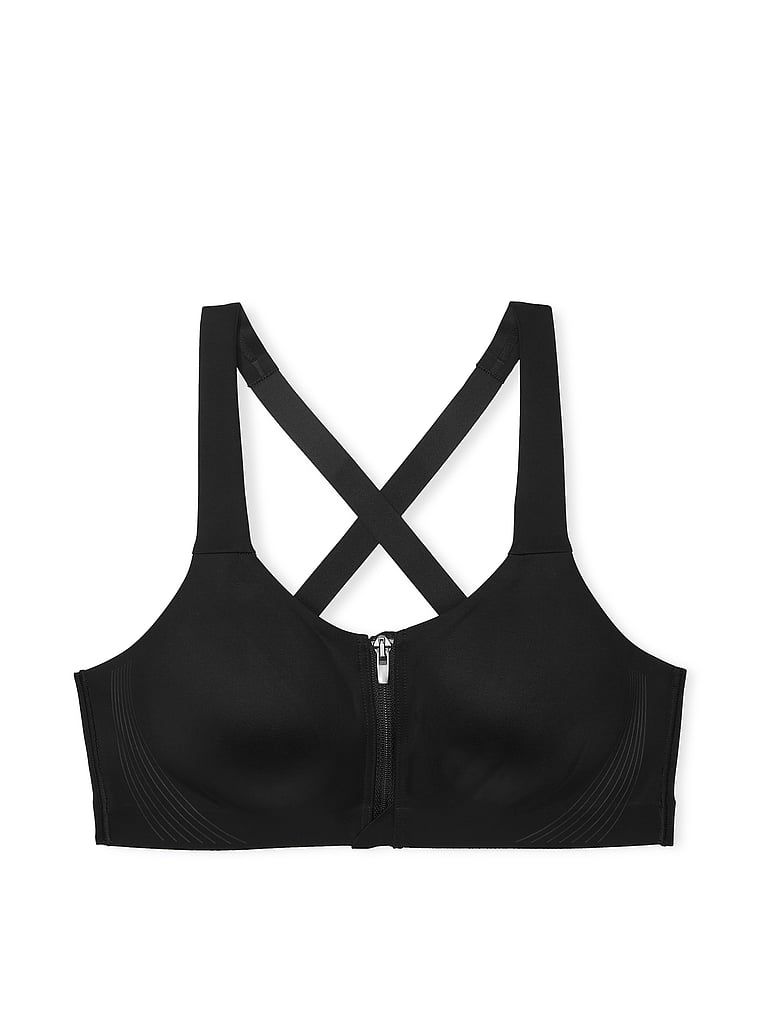 Sportovní podprsenka s maximální podporou se zipem Knockout Front-Close. Produkt je černý a pochází z kolekce VSX.