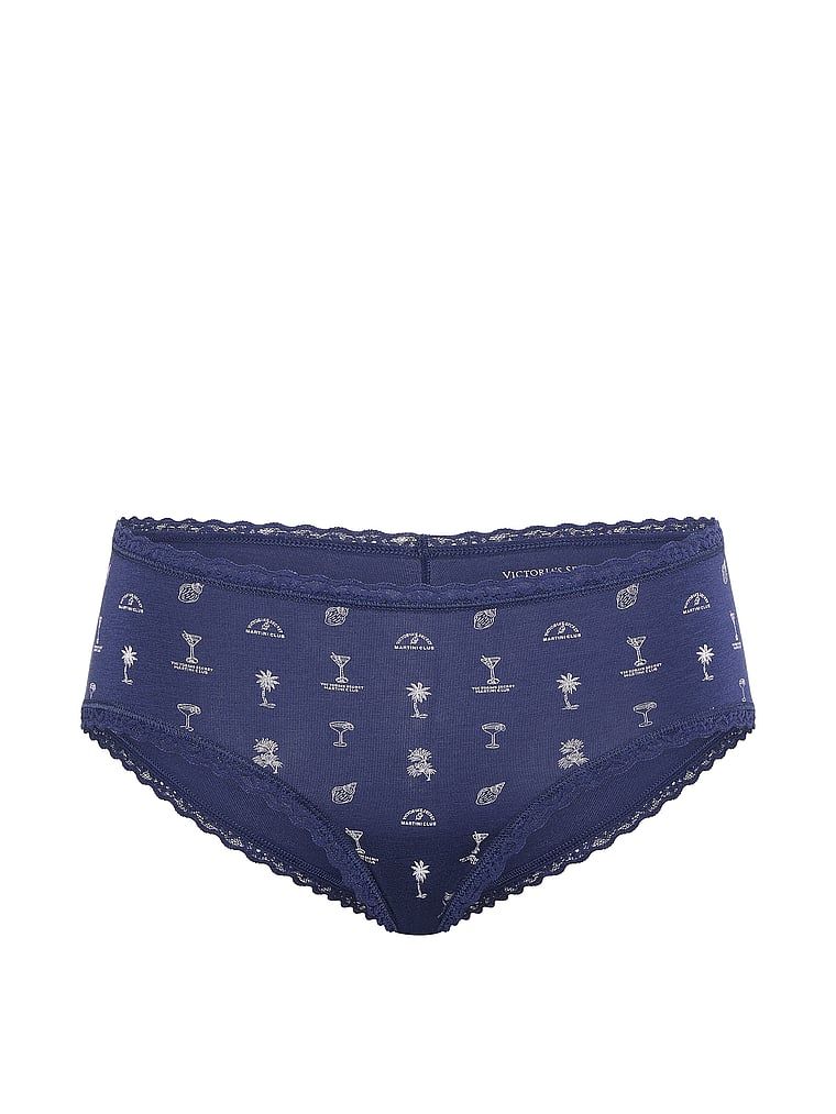 Bavlněné kalhotky s krajkou na okrajích Lace-Waist Cheeky. Produkt je vzorovaný a pochází z kolekce Lace Trim.