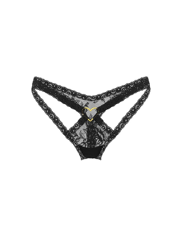 Tangová krajka Tease Heart Hardware. Produkt je černý a pochází z kolekce Very Sexy.