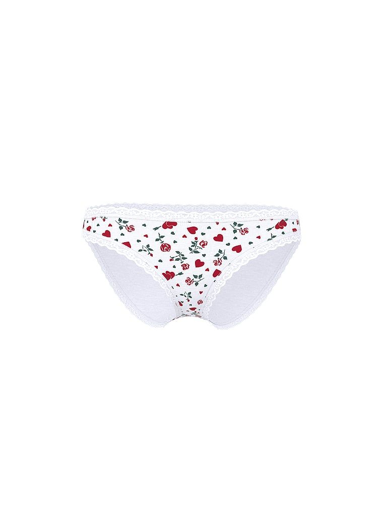 Bavlněné kalhotky s krajkovými bikinami s krajkovým lemováním. Produkt je vzorovaný a pochází z kolekce Lace Trim.