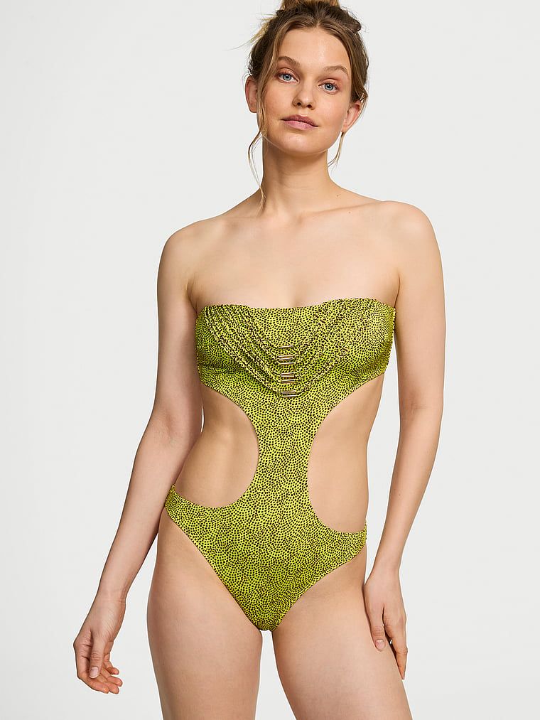 Victoria's Secret Swim Jednodílné plavky VS Archives s provázky a kováním bez ramínek