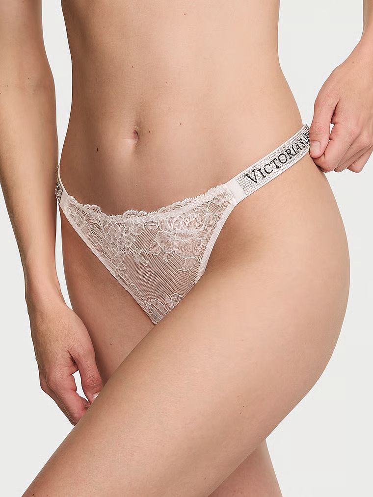 Very Sexy Krajková tanga s lesklými pásky