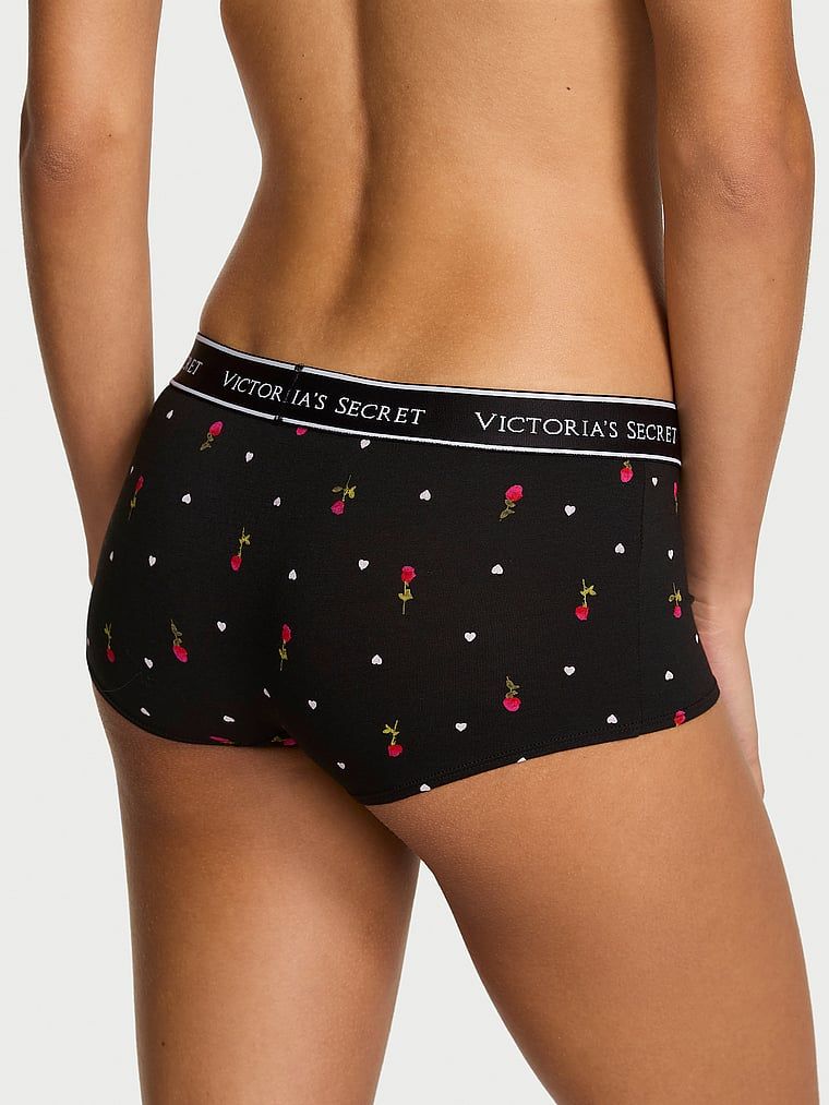 Bavlněné kraťasy s logem v pase Boyshort. Produkt má květinovou barvu a pochází z kolekce Cotton.