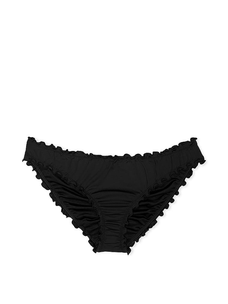 Základní nabírané šaty Cheeky spodní díl bikin. Produkt je černý a pochází z kolekce Victoria's Secret Swim.