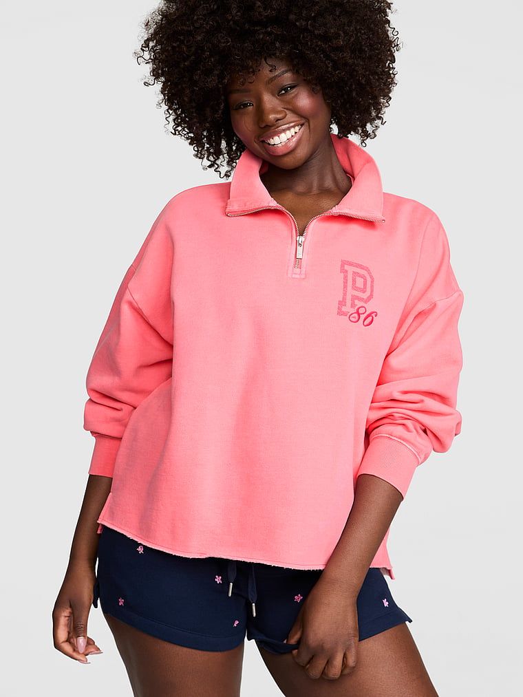 Campus Fleece Se čtvrtzipem Straight-Cut Sweatshirt