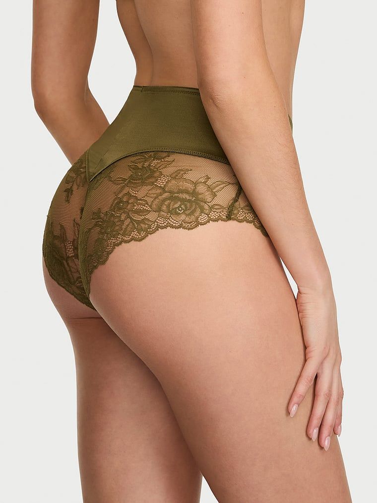 Kalhotky s vysokým pasem a krajkou Smooth Lace-Lem. Produkt je zelené barvy a pochází z kolekce Very Sexy.