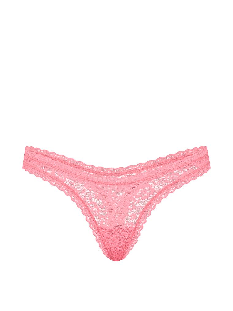 Ultra-Mini Scoop krajkové tanga. Produkt je růžové barvy a pochází z kolekce Lacie.