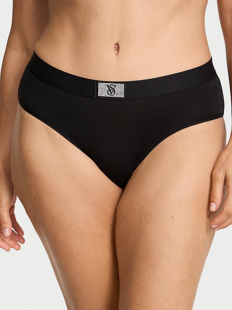 Bavlněné kalhotky s logem Shine Patch Hiphugger. Výrobek je černý a pochází z kolekce Cotton.