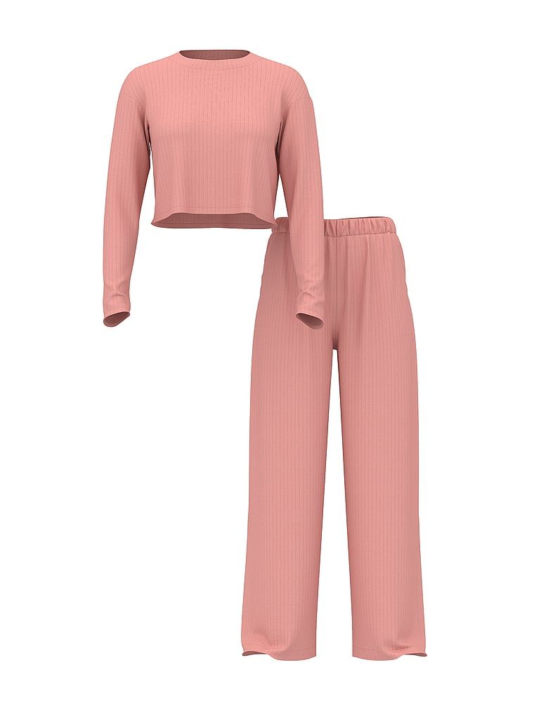 Modální sada – svetr a kalhoty SoSoft Lounge. Produkt je růžové barvy a pochází z kolekce Victoria's Secret.