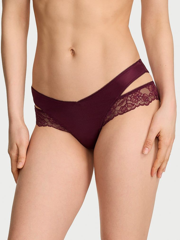 Very Sexy Vyzývavé kalhotky s průstřihem s růžovou krajkou