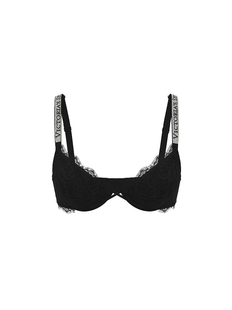 Zvětšovací podprsenka push-up krajka pro 2 velikosti Bombshell Shine Strap. Produkt je černý a pochází z kolekce Very Sexy.