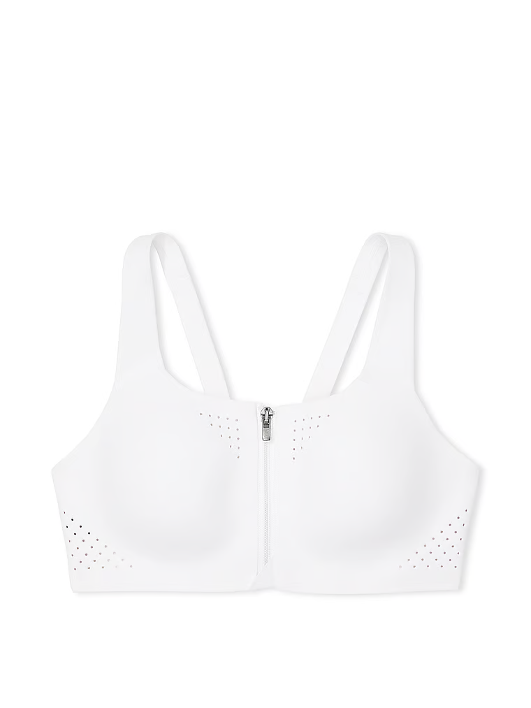 Sportovní podprsenka s maximální podporou se zipem Featherweight Max Front-Close. Produkt je bílý a pochází z kolekce VSX.