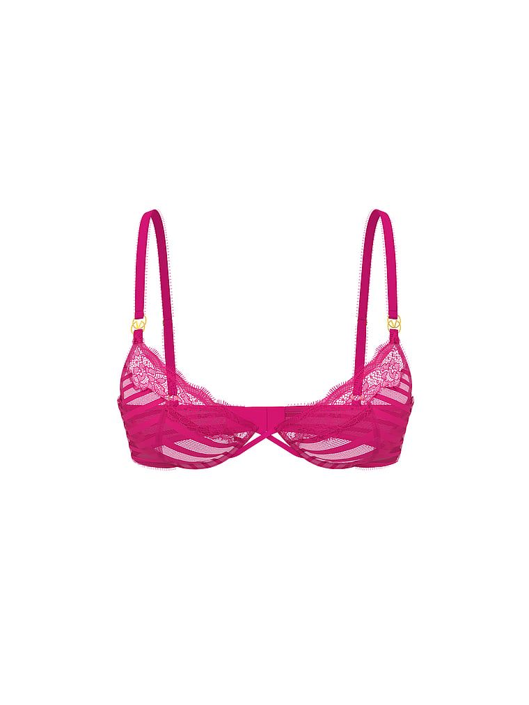 Tease průsvitná demi-podprsenka. Produkt je růžové barvy a pochází z kolekce Victoria's Secret.