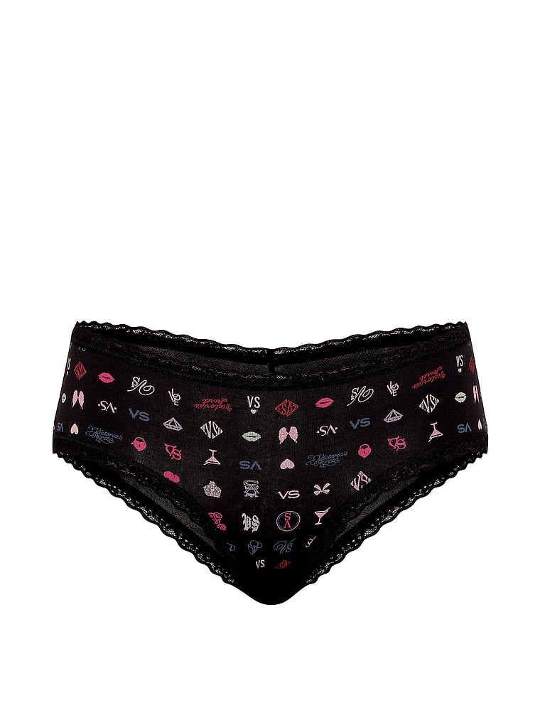 Bavlněné kalhotky s krajkou na okrajích Lace-Waist Cheeky. Produkt má vzorovanou barvu a pochází z kolekce Lace Trim.