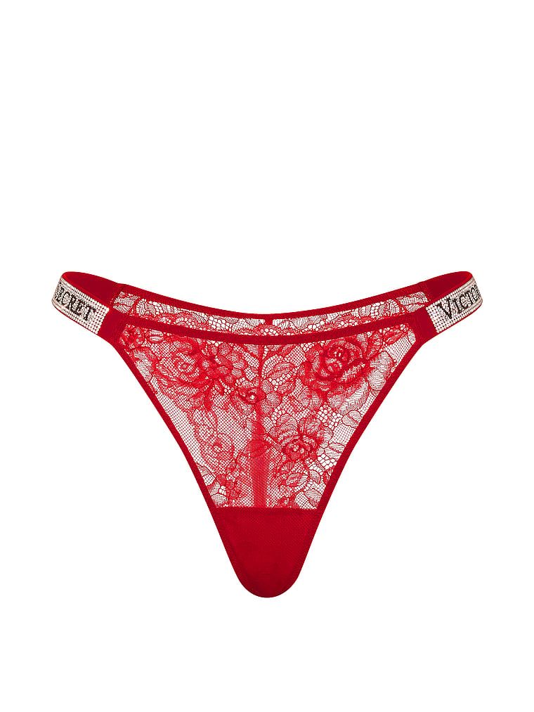 Brazilské krajkové kalhotky s pruhy Shine Strap. Produkt je červené barvy a pochází z kolekce Very Sexy.