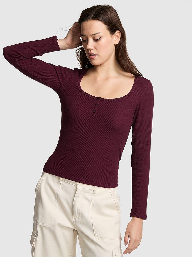 Termální pyžamový top Henley