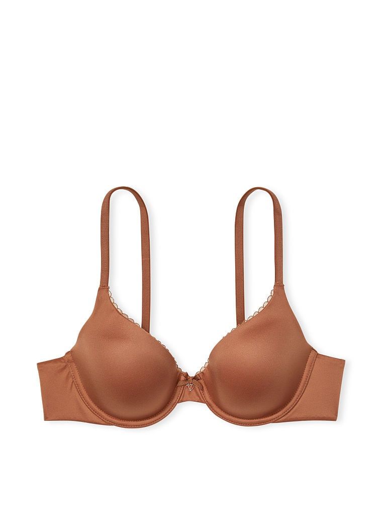 Mírně vyztužená podprsenka s výrazně vysazenými košíčky. Produkt je hnědý a pochází z kolekce Body by Victoria.