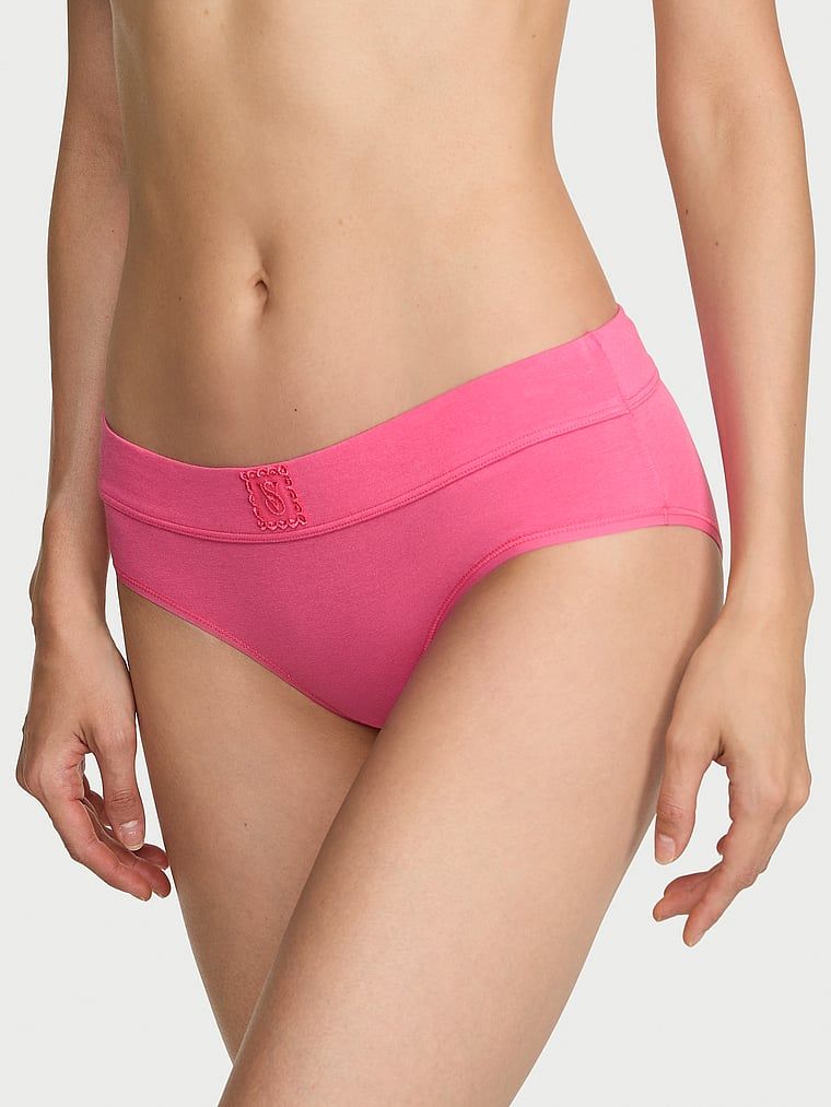 Bavlněné kalhotky s přišitým krajkovým logem Hiphugger. Produkt je růžové barvy a pochází z kolekce Cotton.