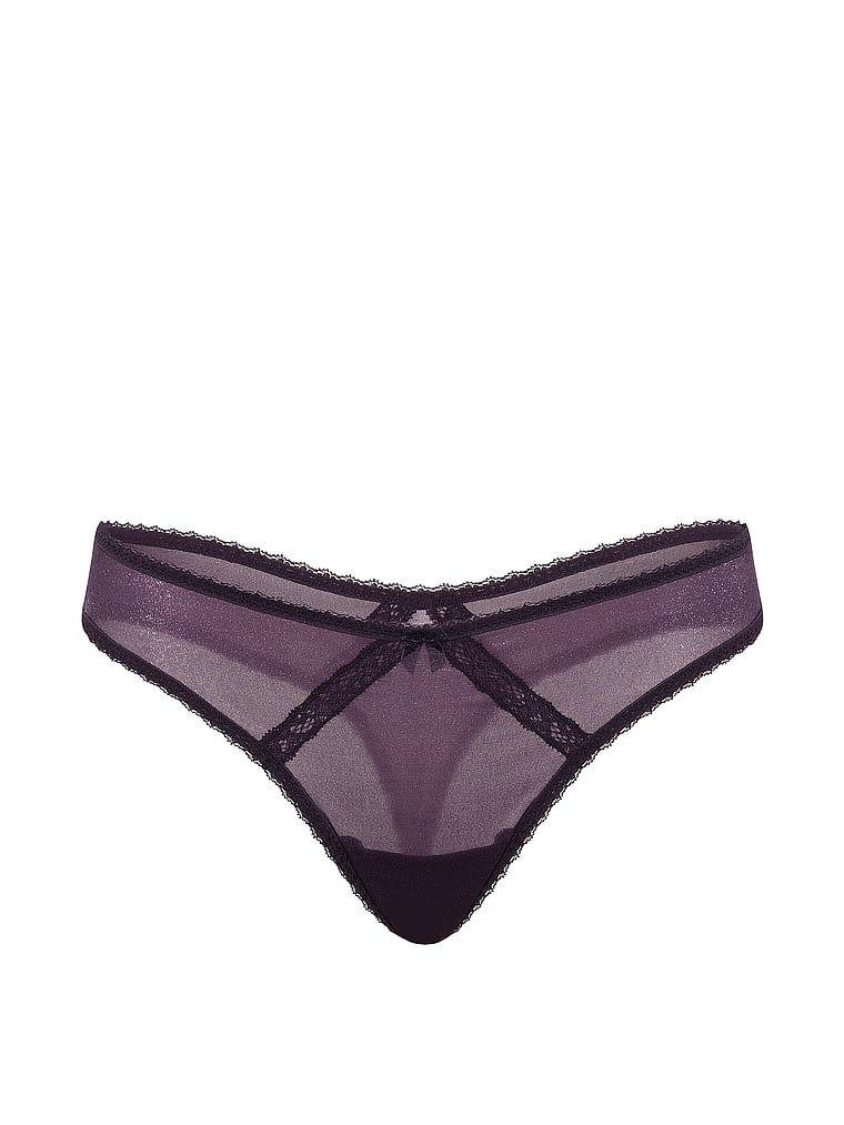 Sheer Shimmer Shimmer Shiny Thong. Produkt je fialové barvy a pochází z kolekce Dream Angels.