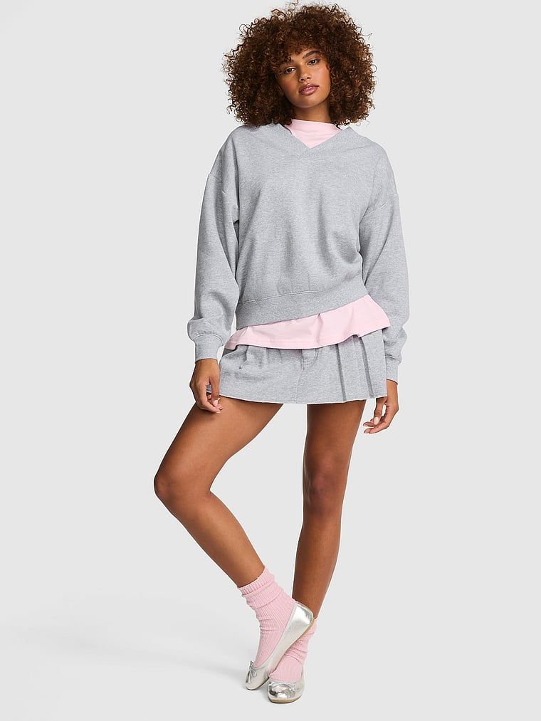 PINK Mikina Campus Fleece s výstřihem do V