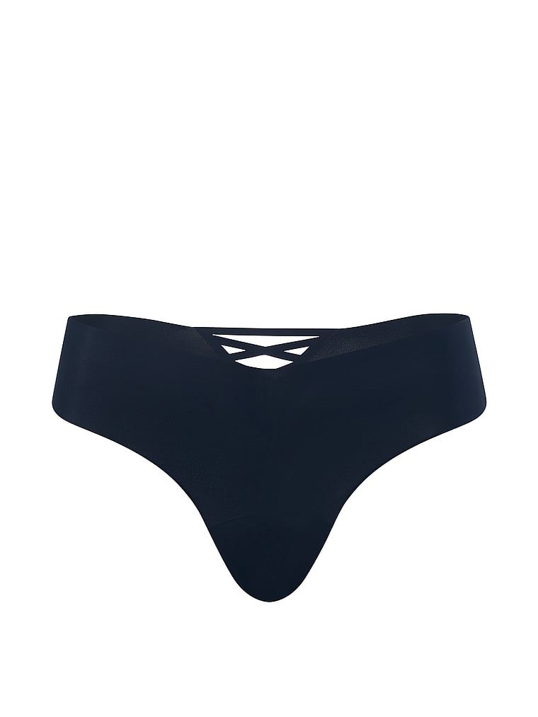 Bezšvové tanga s ramínky na zadní straně No-Show Strappy. Produkt je modré barvy a pochází z kolekce No-Show.