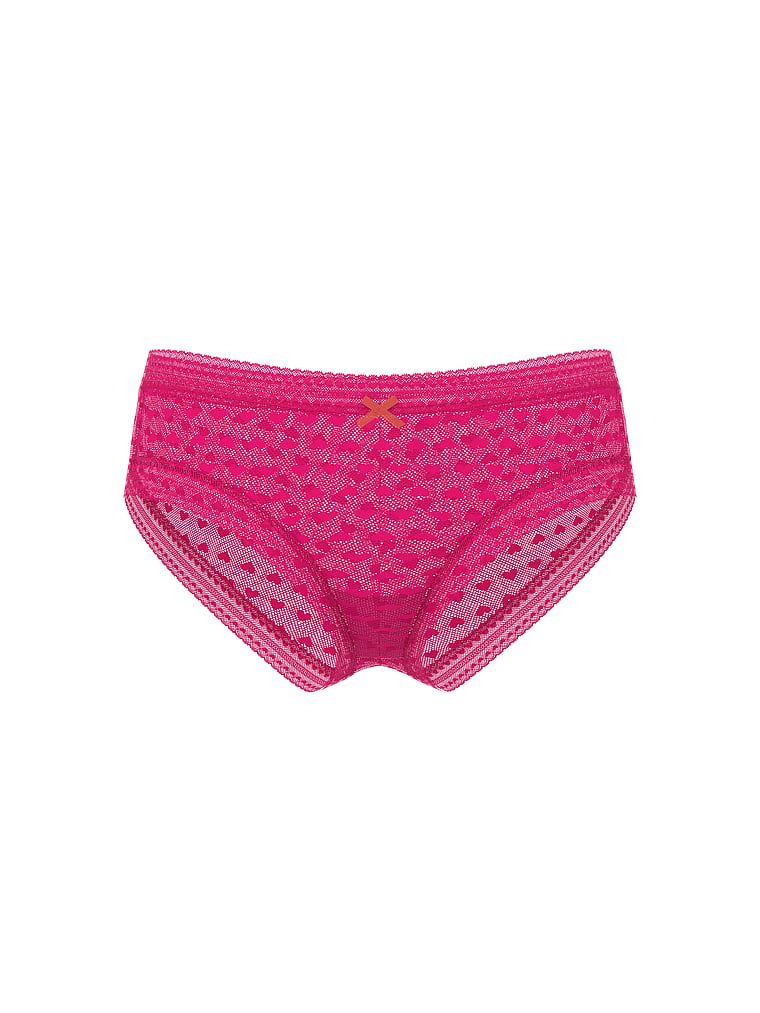 Síťové slipy Heart Lace Cheeky. Produkt je růžové barvy a pochází z kolekce Lacie.