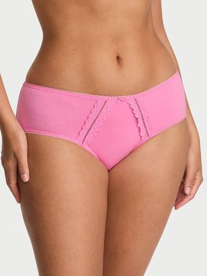 Victoria's Secret Bavlněné bokové kalhotky s krajkovým lemem