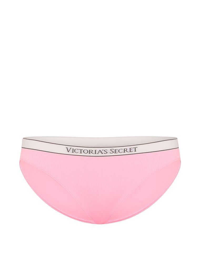 Žebrované kalhotky s logem Seamless Rib Bikini. Produkt má vzorovanou barvu a pochází z kolekce Seamless.