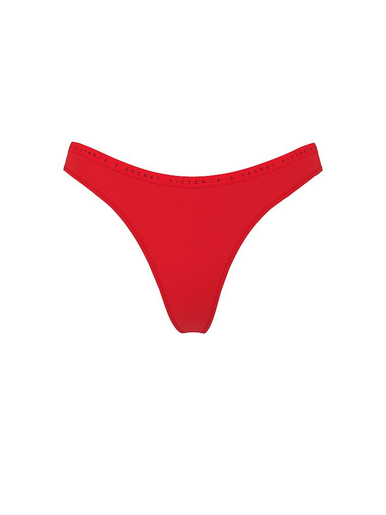 Bavlněné tanga s vysokými nohavičkami. Produkt je červené barvy a pochází z kolekce Victoria's Secret.