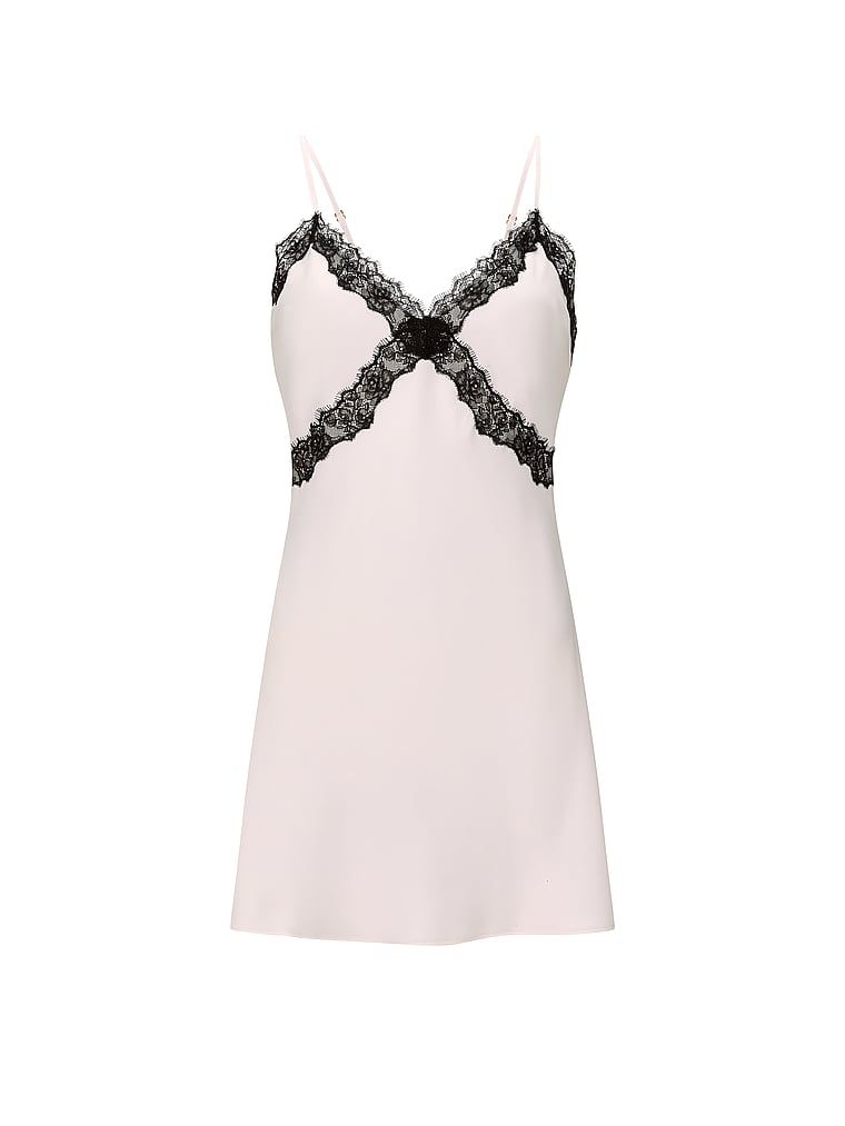Satenová a saténová noční košile Rose Slip. Produkt je bílé barvy a pochází z kolekce Very Sexy.