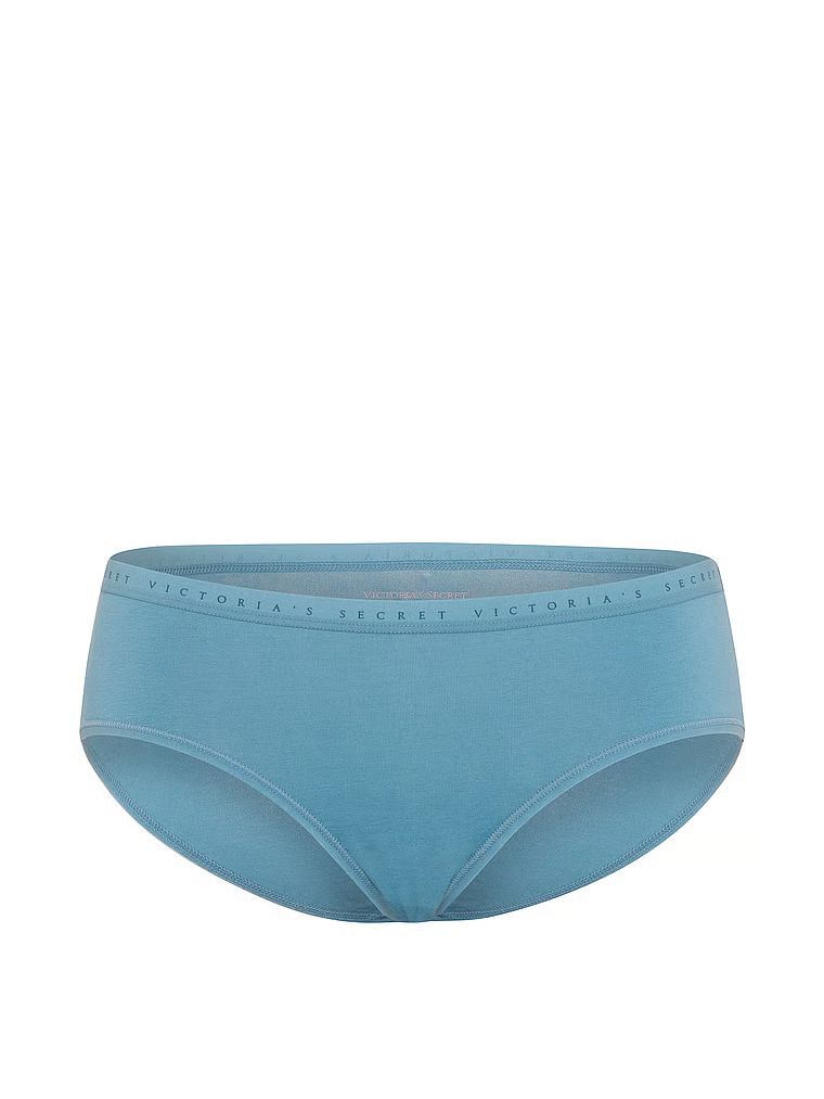 Bavlněné kalhotky hiphugger. Produkt je modré barvy a pochází z kolekce Victoria's Secret.