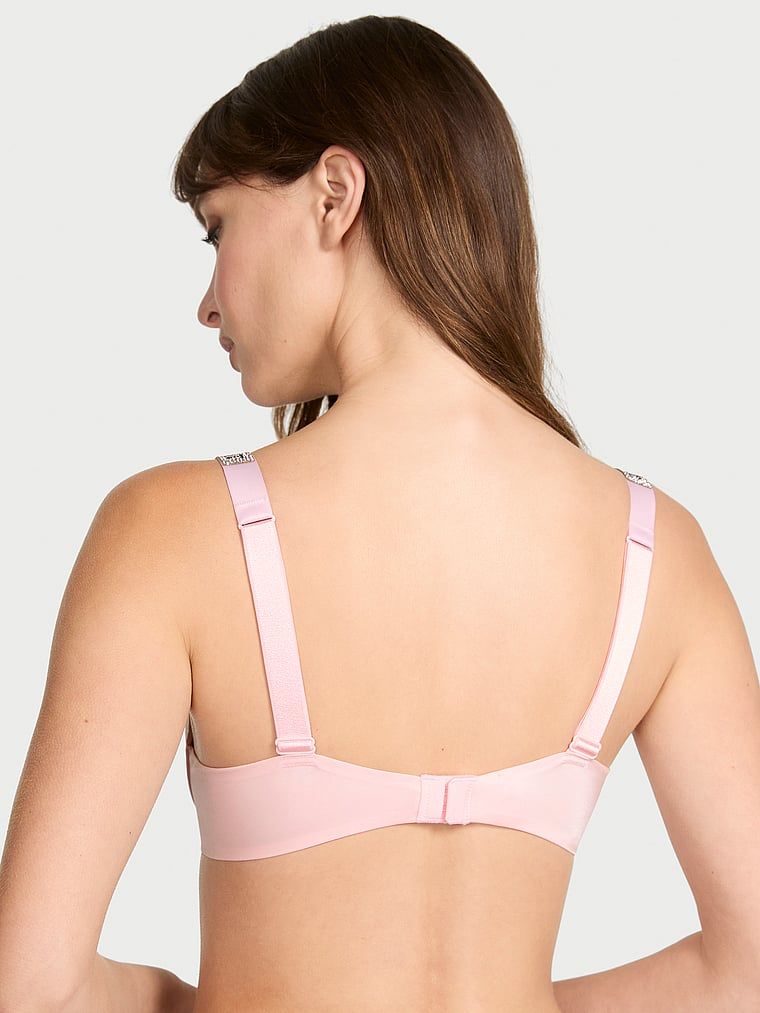 Mírně vycpaná podprsenka s lesklými ramínky Shine Strap Demi. Produkt je růžové barvy a pochází z kolekce Very Sexy.