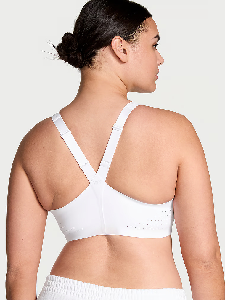 Sportovní podprsenka s maximální podporou se zipem Featherweight Max Front-Close. Produkt je bílý a pochází z kolekce VSX.