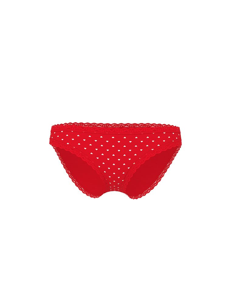 Bavlněné kalhotky s krajkovými bikinami s krajkovým lemováním. Produkt je vzorovaný a pochází z kolekce Lace Trim.