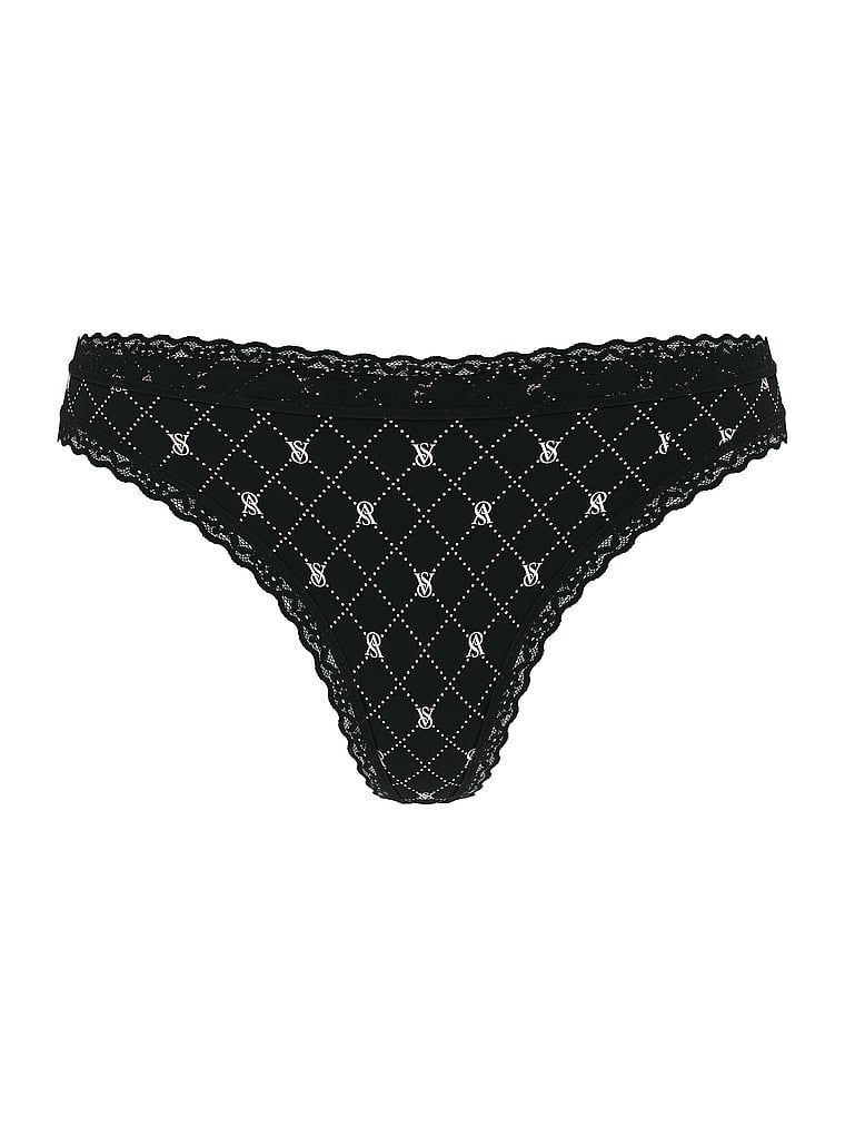 Bavlněná tanga s krajkou na krajkách v pase. Produkt je vzorovaný a pochází z kolekce Lacie.