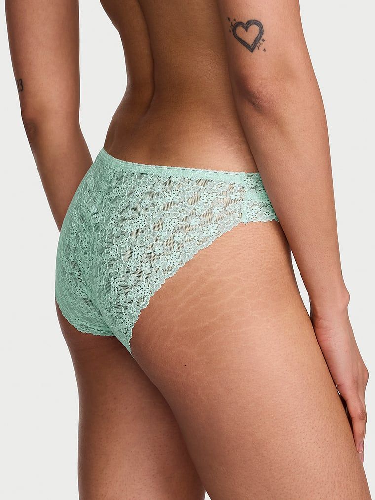 Lace Trim Bavlněné bikiny kalhotky s krajkovým lemem