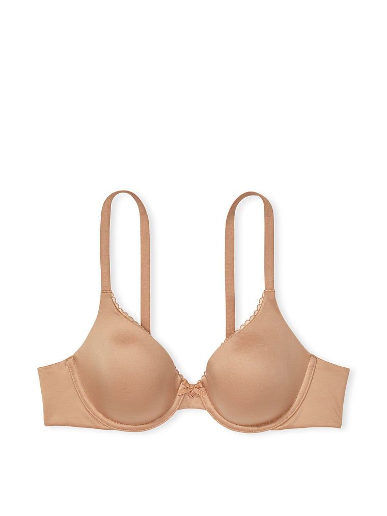Mírně vyztužená podprsenka se silně vsazenými košíčky s lehkou podšívkou a plným krytím. Produkt je béžový a pochází z kolekce Body by Victoria.