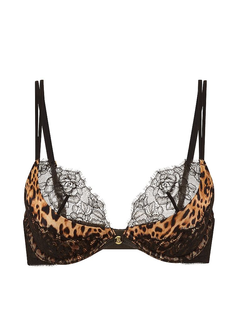Podprsenka na push-up s hlubokými krajkovými vložkami. Produkt má vzorovanou barvu a pochází z kolekce Very Sexy.