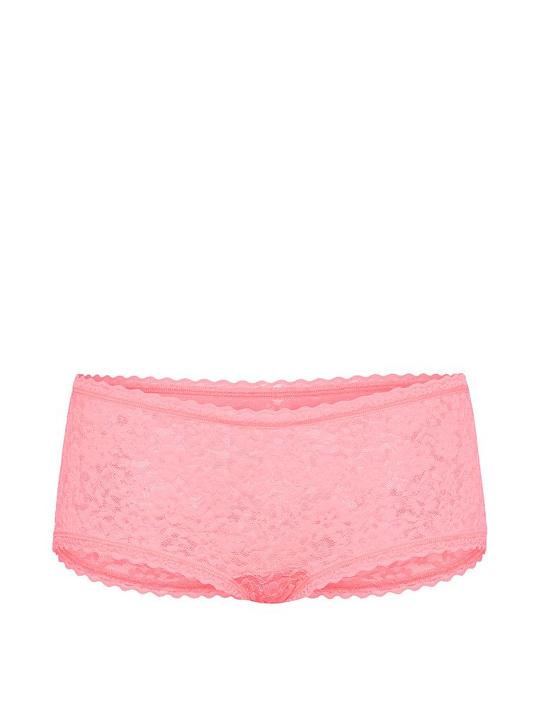 Krajkové kraťasy s nízkým pasem Boyshorts. Produkt je růžové barvy a pochází z kolekce Lacie.