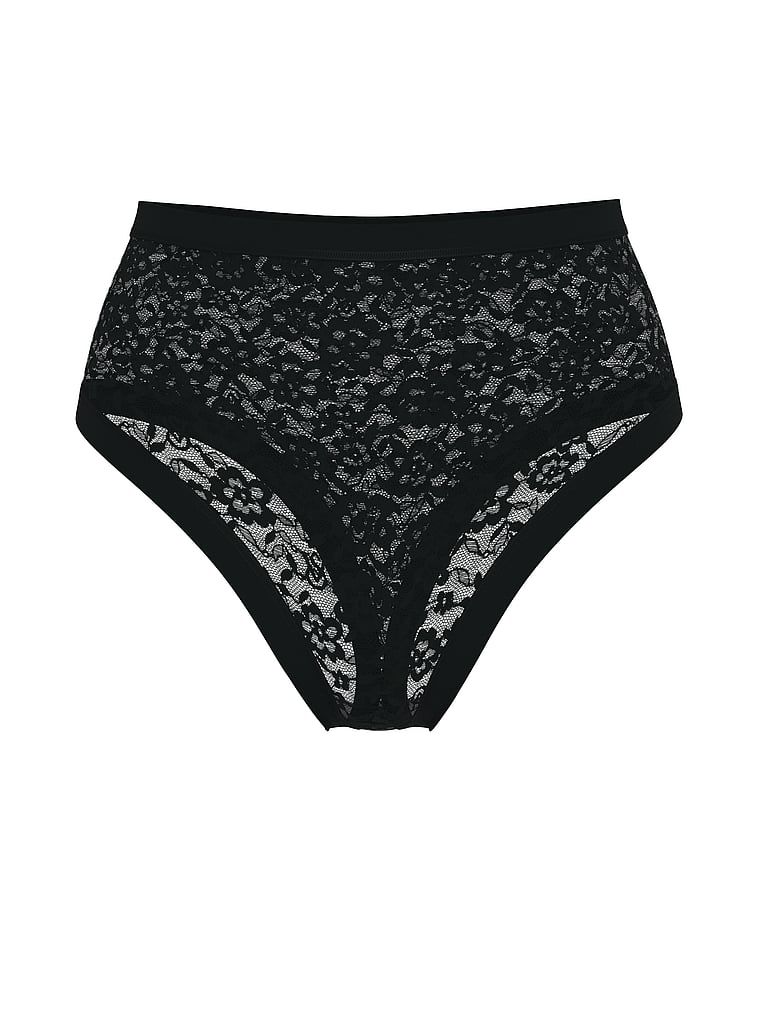 Krajková tanga s vysokým pasem No-Show . Produkt je černý a pochází z kolekce No-Show.