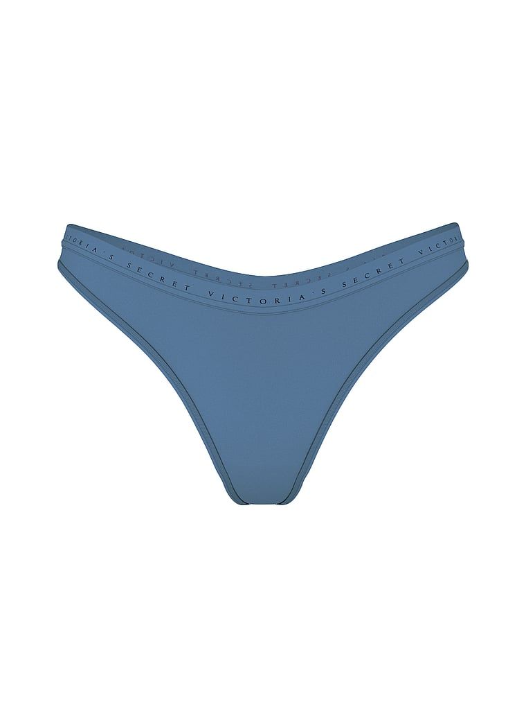 Bavlněná tanga s vysokými nohavicemi Scoop. Produkt je modrý a pochází z kolekce Victoria's Secret.