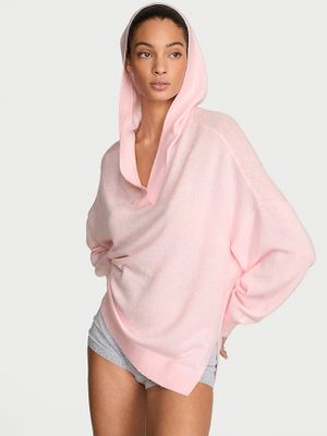 Victoria's Secret Luxusní pletená mikina s kapucí a výstřihem do V